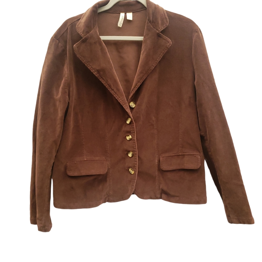 St Johns Bay corduroy button up jacket with pockets chocolate brown Size X-Large